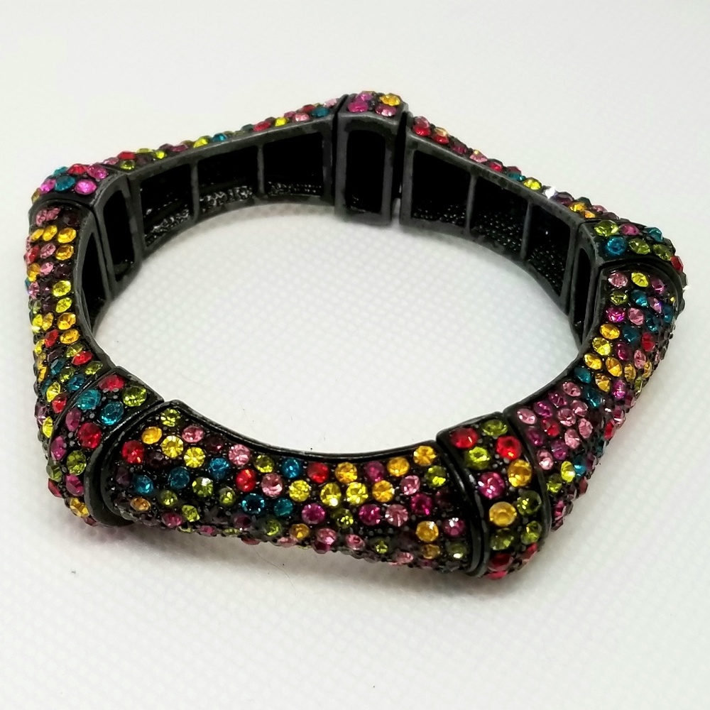 LIKE NEW Multi Color Rhinestone Stretch Bracelet